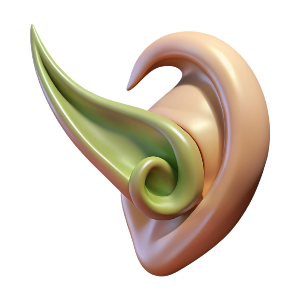 impressive vintage A delicate elf ear, pointed and elegant detailed png