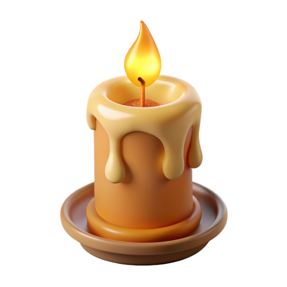 wonderful classic A single, burning candle, dripping wax, flickering flame high resolution png