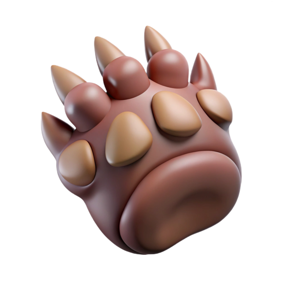 elegant classic A single, realistic wolf paw, claws extended premium png
