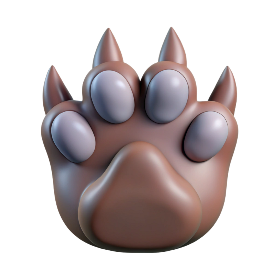 dramatic modern A single, realistic wolf paw, claws extended detailed png