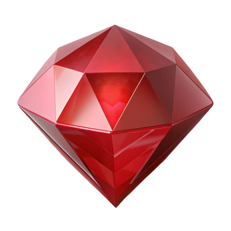 elegant abstract A single, blood-red ruby, cut and polished detailed png