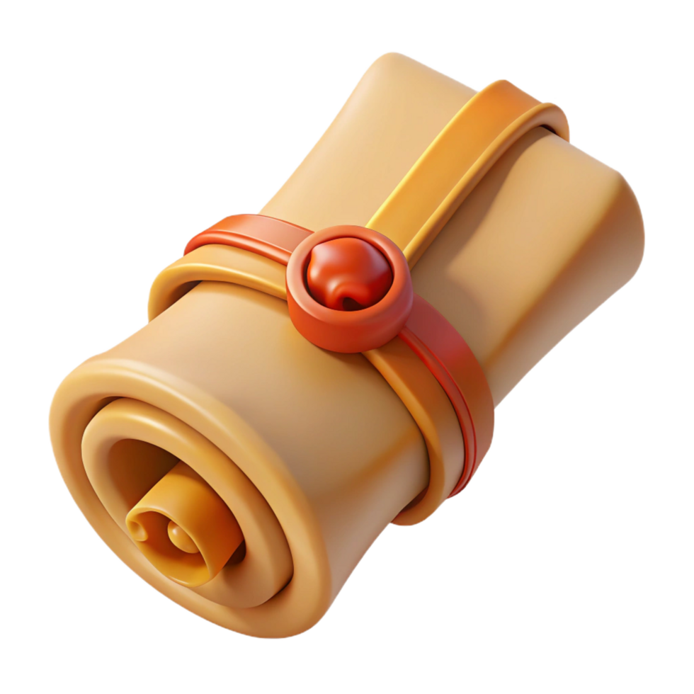 dramatic classic A stylized treasure map, rolled and tied with string authentic png