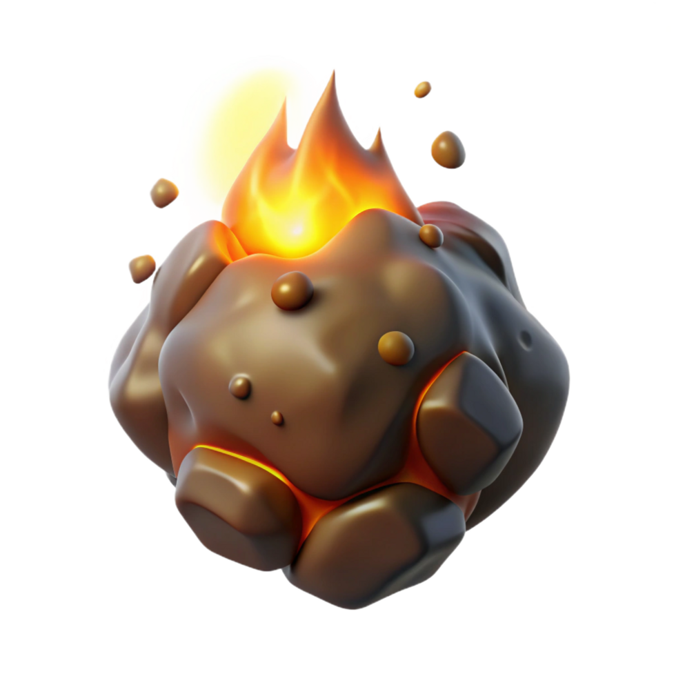 serene rustic A single, glowing ember, emitting sparks and smoke premium png