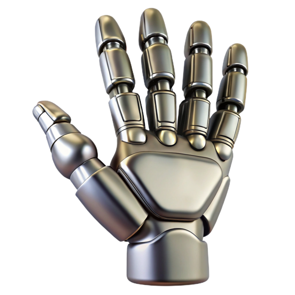 extraordinary traditional Robot hand, metallic, articulated fingers original png