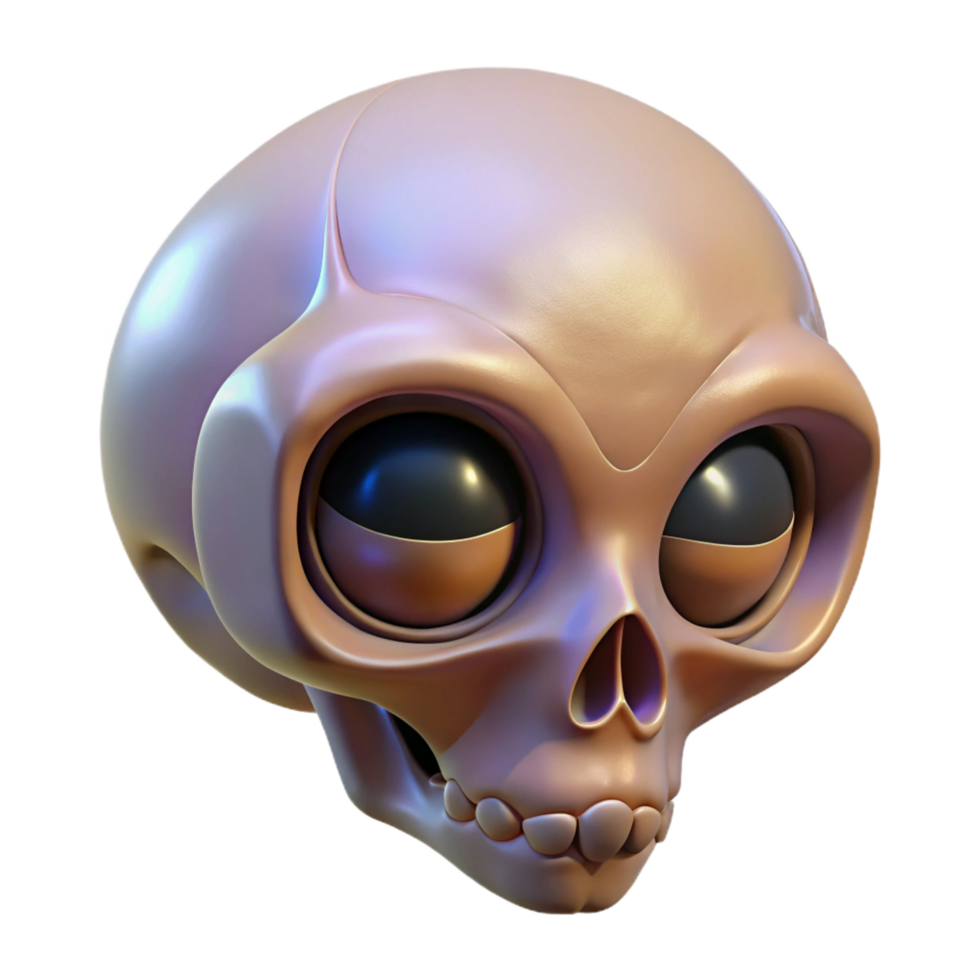 dramatic classic Alien skull, bone-like structure, large eye sockets premium png
