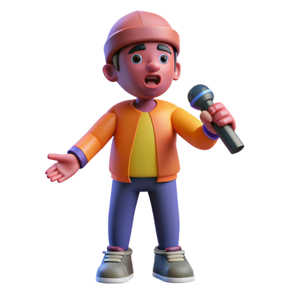magnificent classic Hip hop artist with microphone professional png