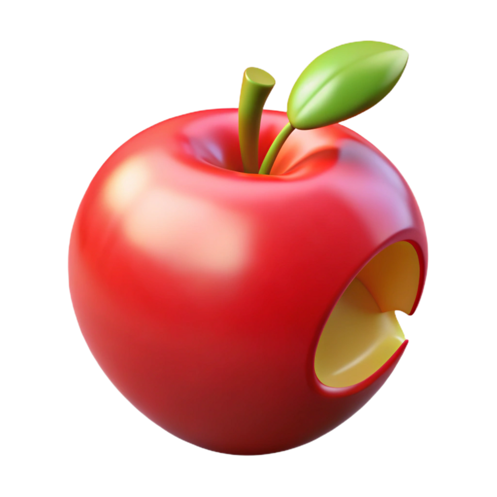 beautiful creative Red apple with a bite taken out original png