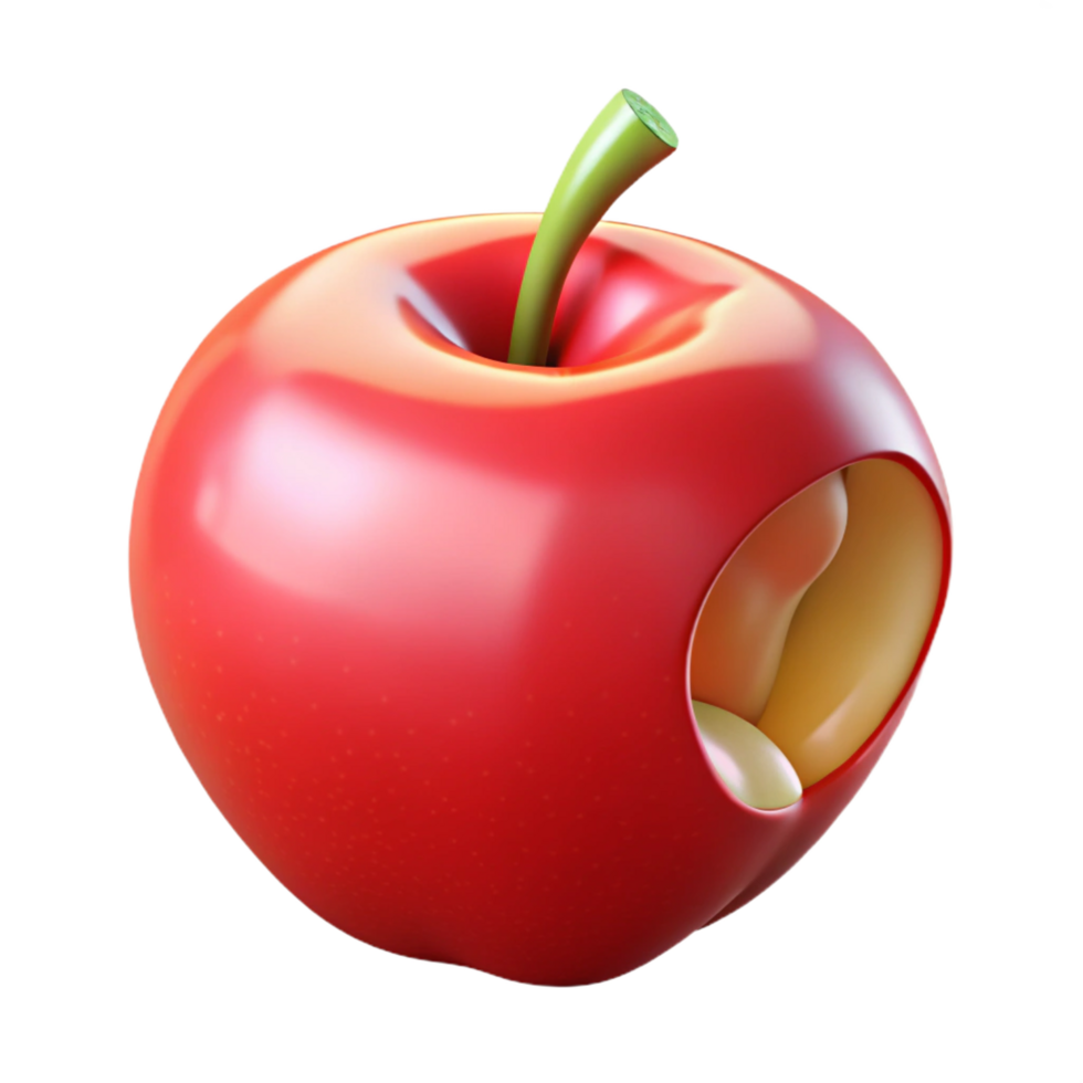 wonderful contemporary Red apple with a bite taken out 4K png