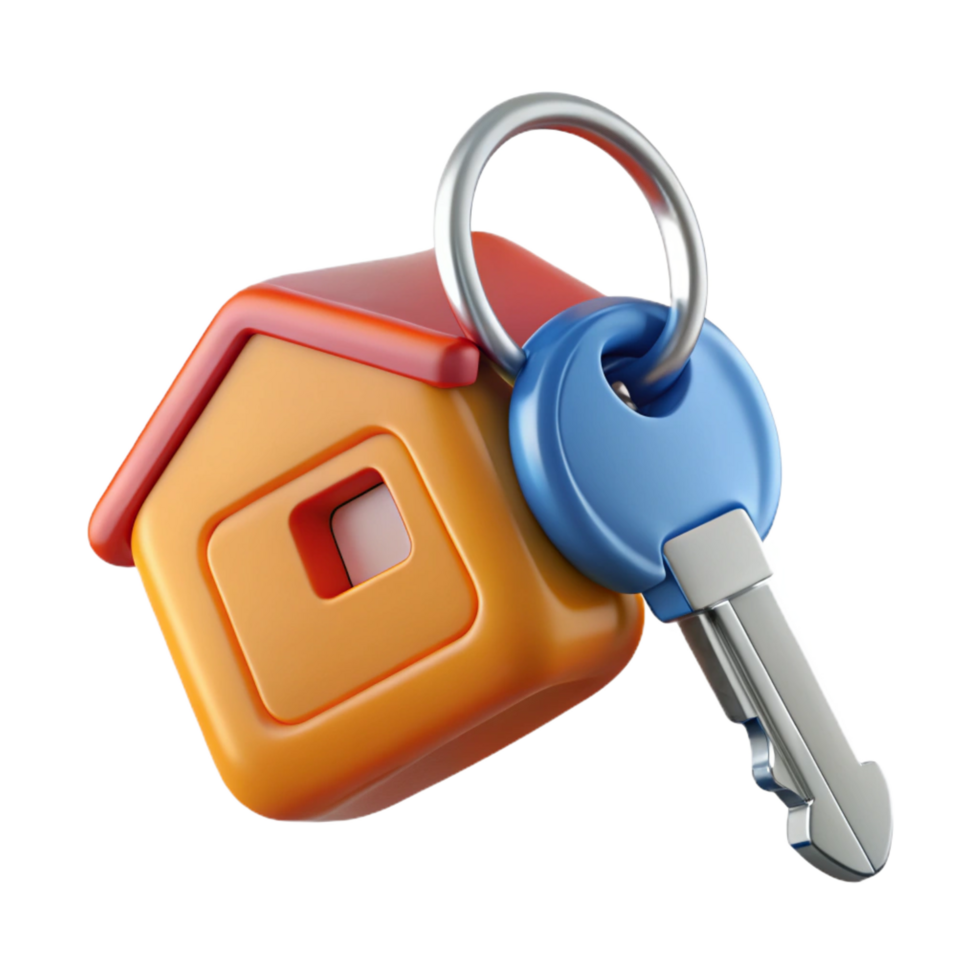 extraordinary vintage House key on a key ring detailed png