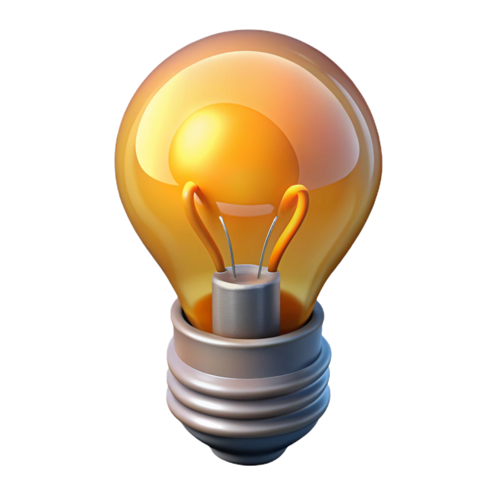 dramatic creative Lightbulb with glowing filament 4K png