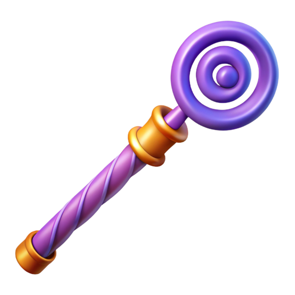 wonderful vintage A detailed illustration of a magic wand with swirling patterns, 4K png