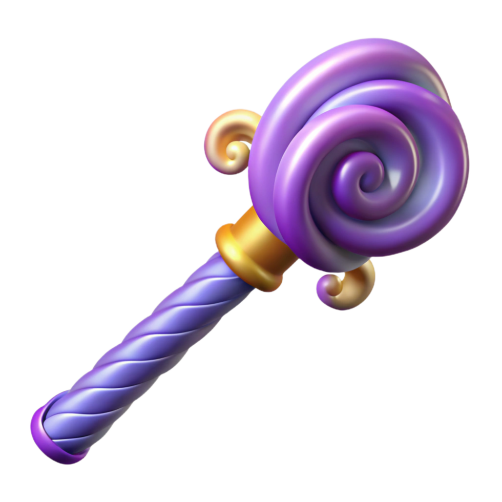 vibrant vintage A detailed illustration of a magic wand with swirling patterns, authentic png