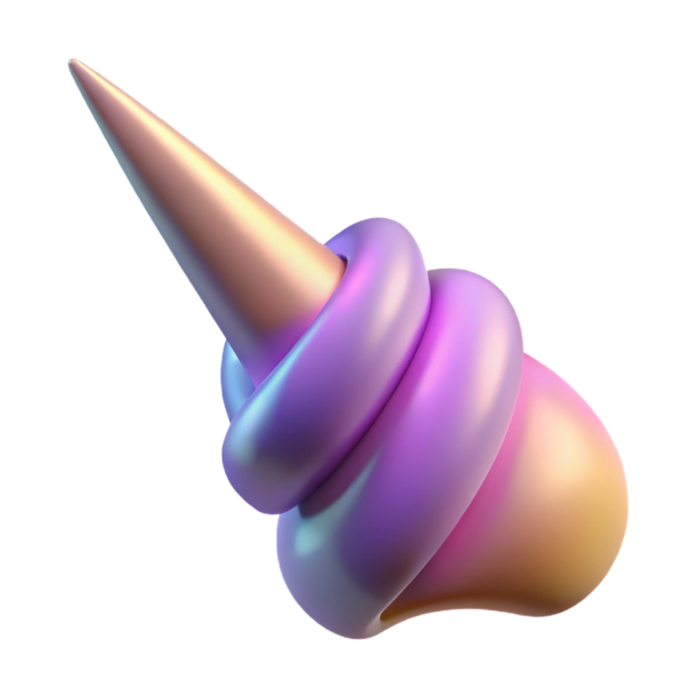 magnificent modern A single, realistic rendering of a unicorn horn, 4K png