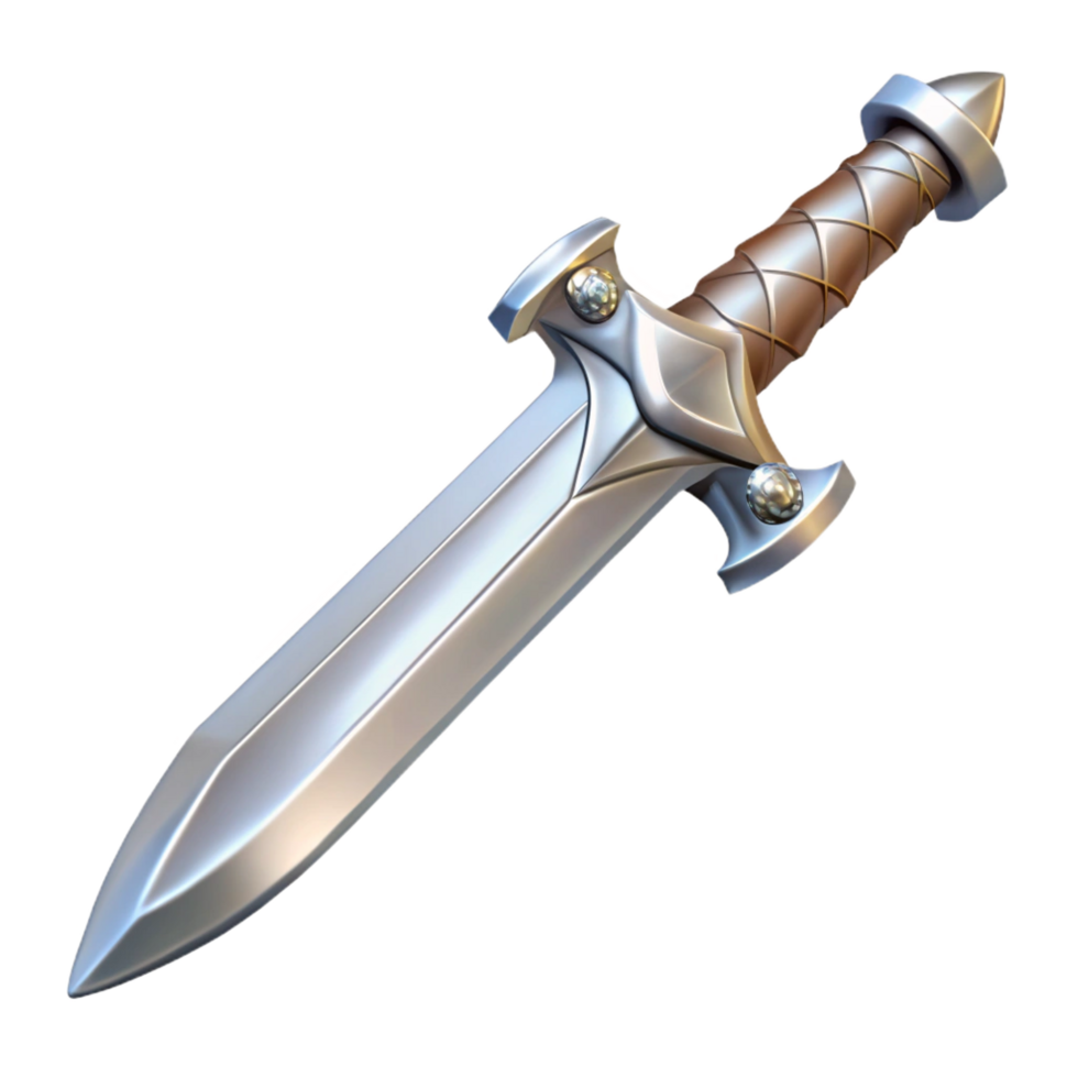 magnificent contemporary A shining silver sword with an elaborately carved hilt, high resolution png