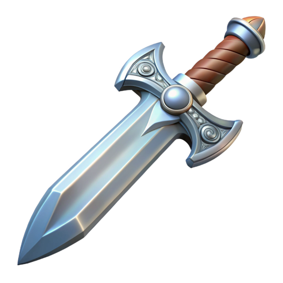 wonderful contemporary A shining silver sword with an elaborately carved hilt, high quality png