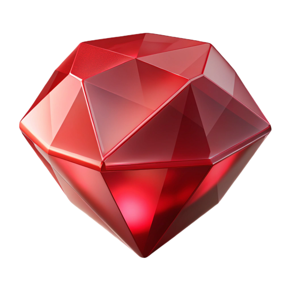 magnificent abstract A single, polished gemstone, ruby red, 4K png