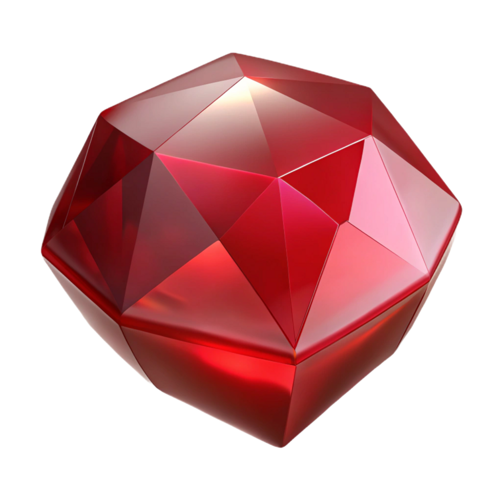 vibrant traditional A single, polished gemstone, ruby red, original png