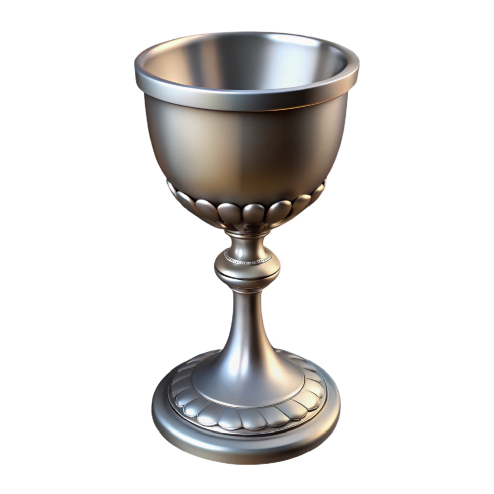 vibrant vintage A single, ornate silver chalice, professional png