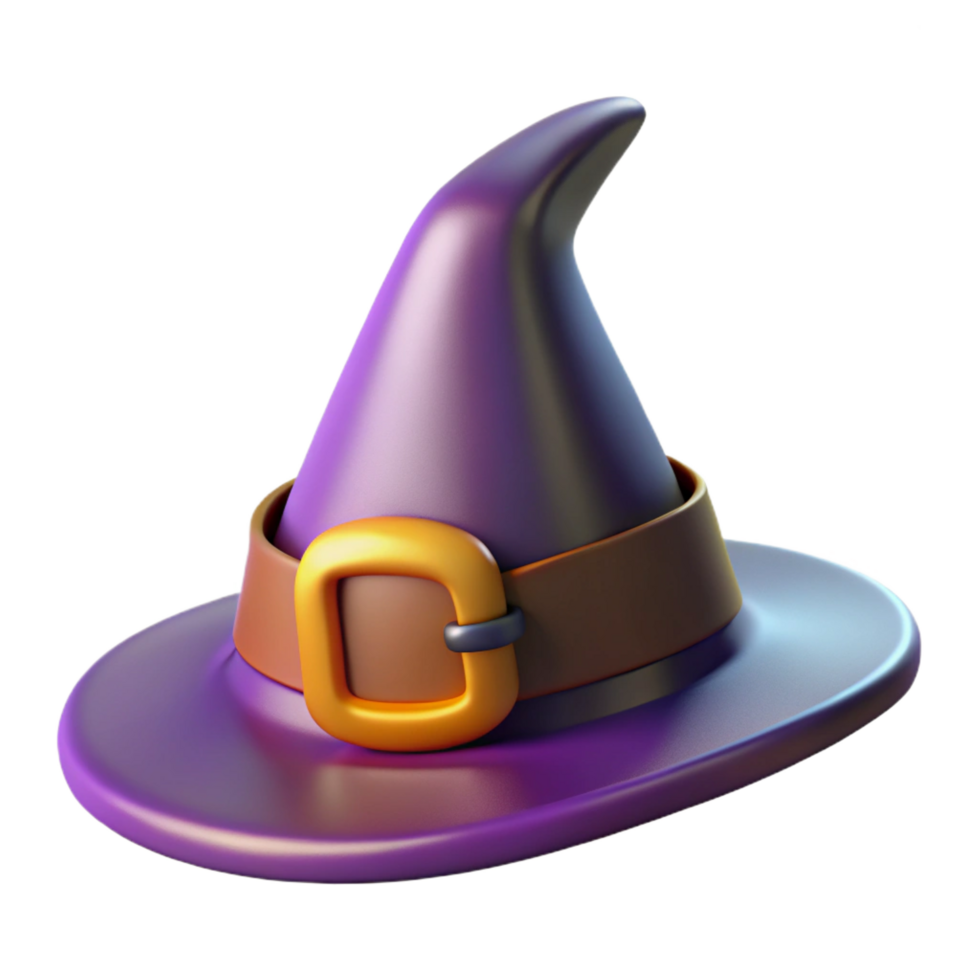 dramatic creative A single, stylized witch's hat with a buckle, original png