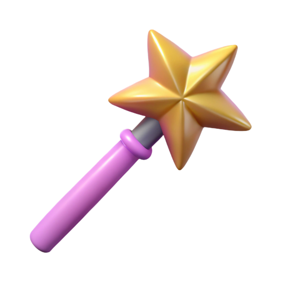 elegant classic A single, stylized fairy wand with a star on top, high quality png