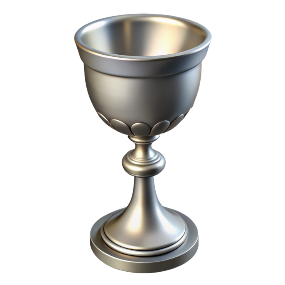 magnificent minimalist A single, ornate silver chalice, premium png