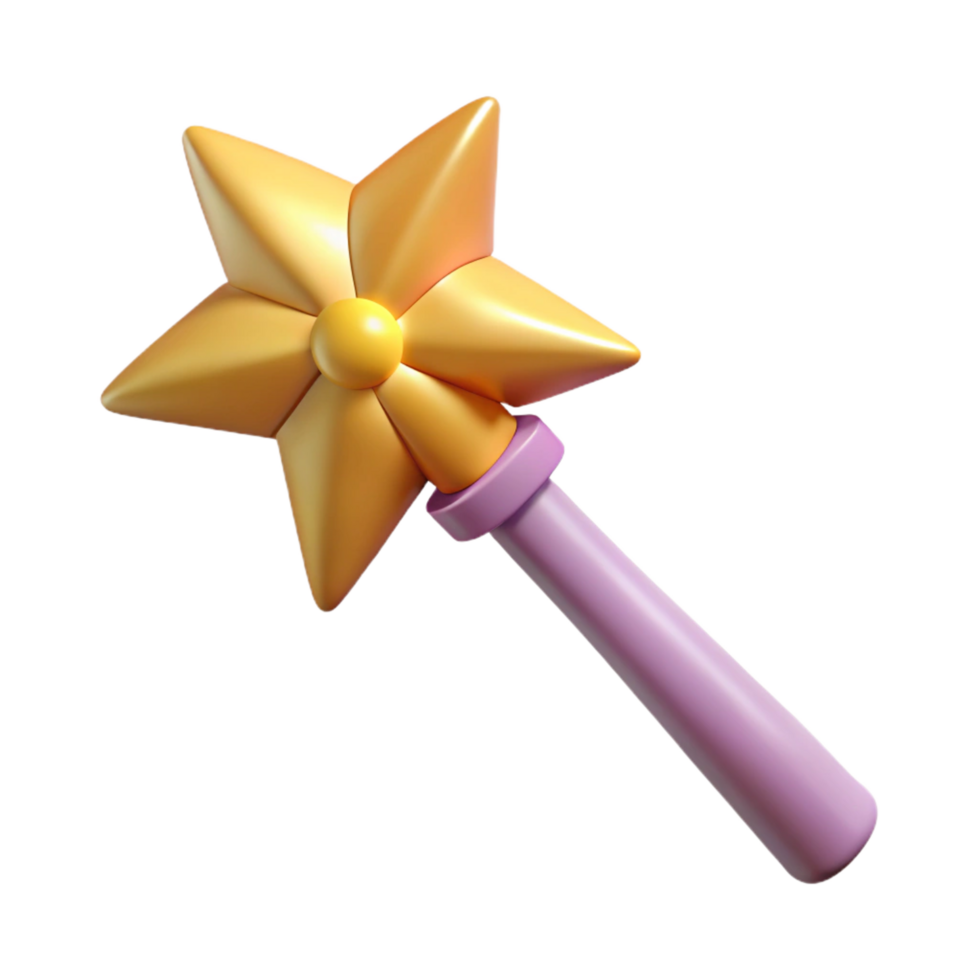 magnificent classic A single, stylized fairy wand with a star on top, professional png