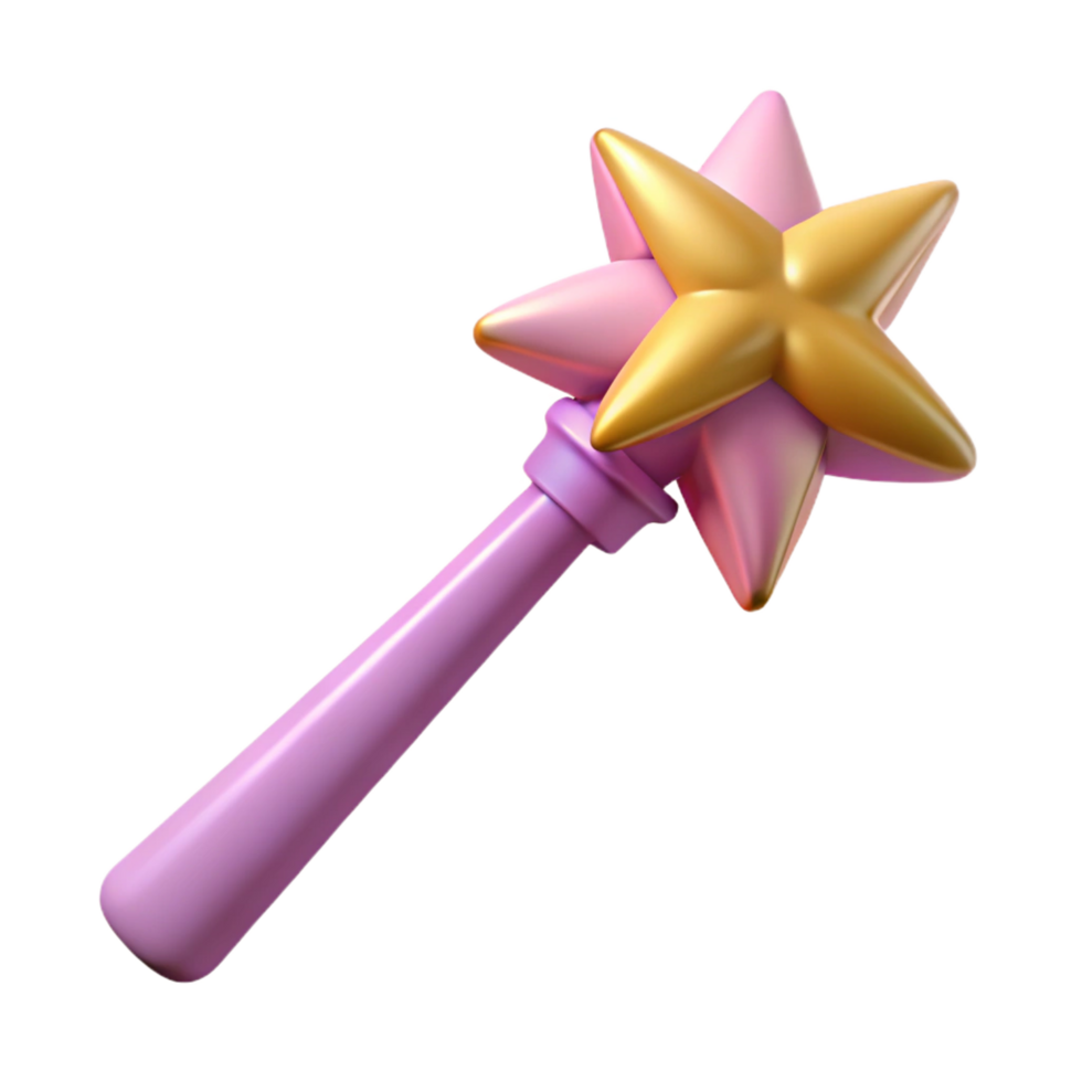 extraordinary traditional A single, stylized fairy wand with a star on top, professional png