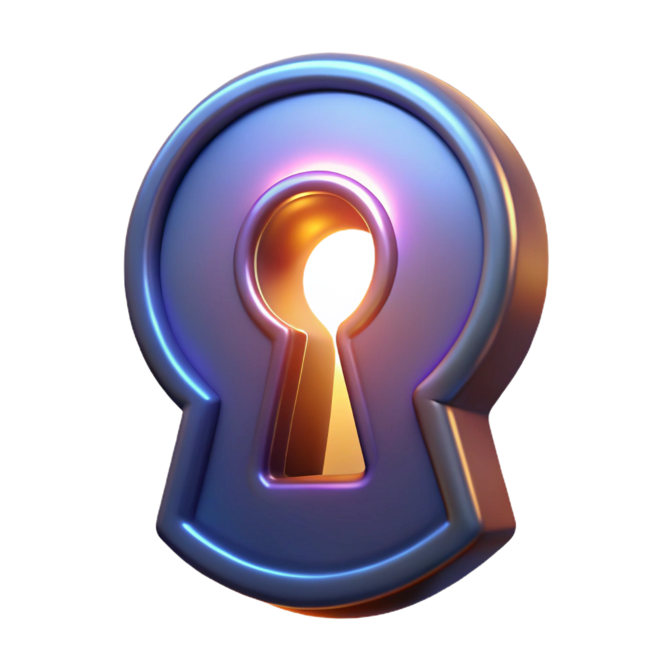 dramatic modern A single, ornate keyhole, glowing, authentic png