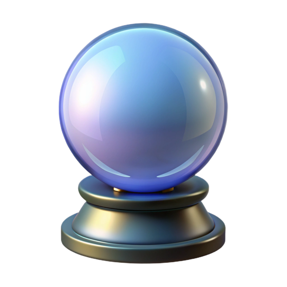 stunning creative A single, stylized crystal ball on a stand, authentic png