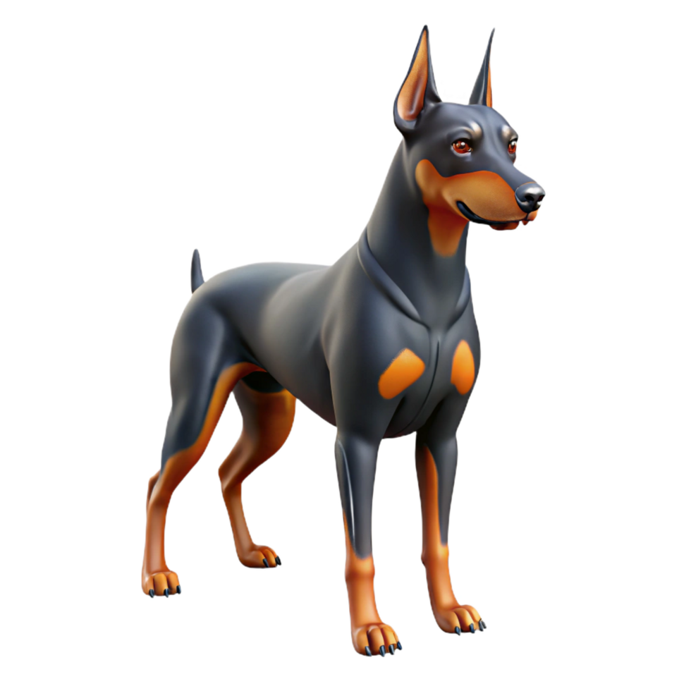 magnificent vintage A regal Doberman Pinscher dog standing 4K png