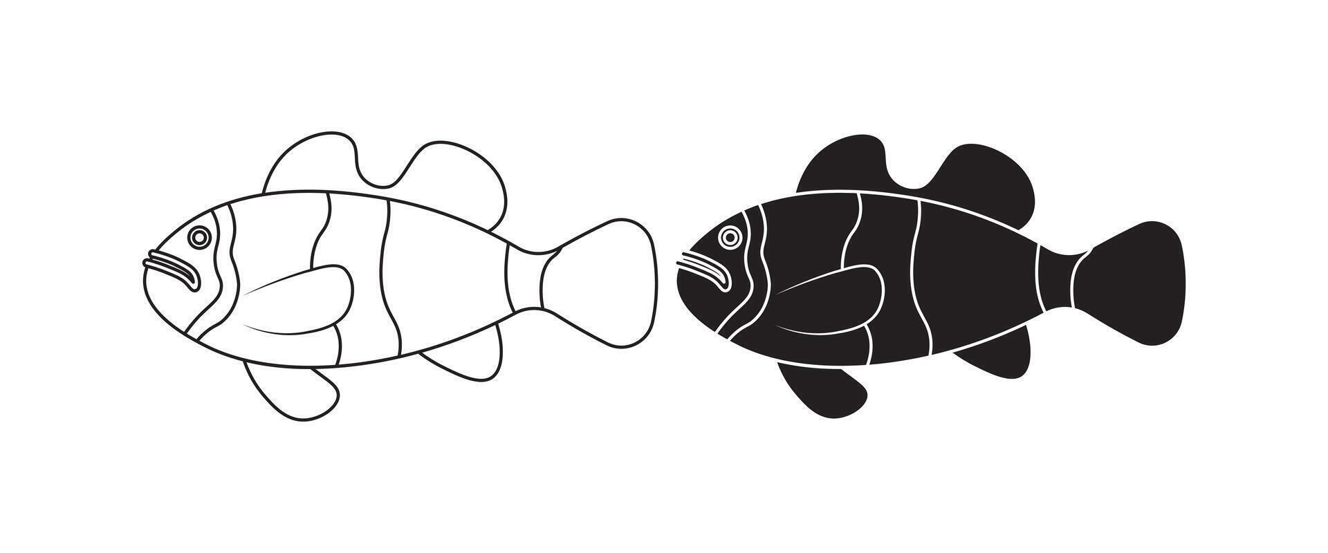 side view Clownfish icon set isolated on white background vector