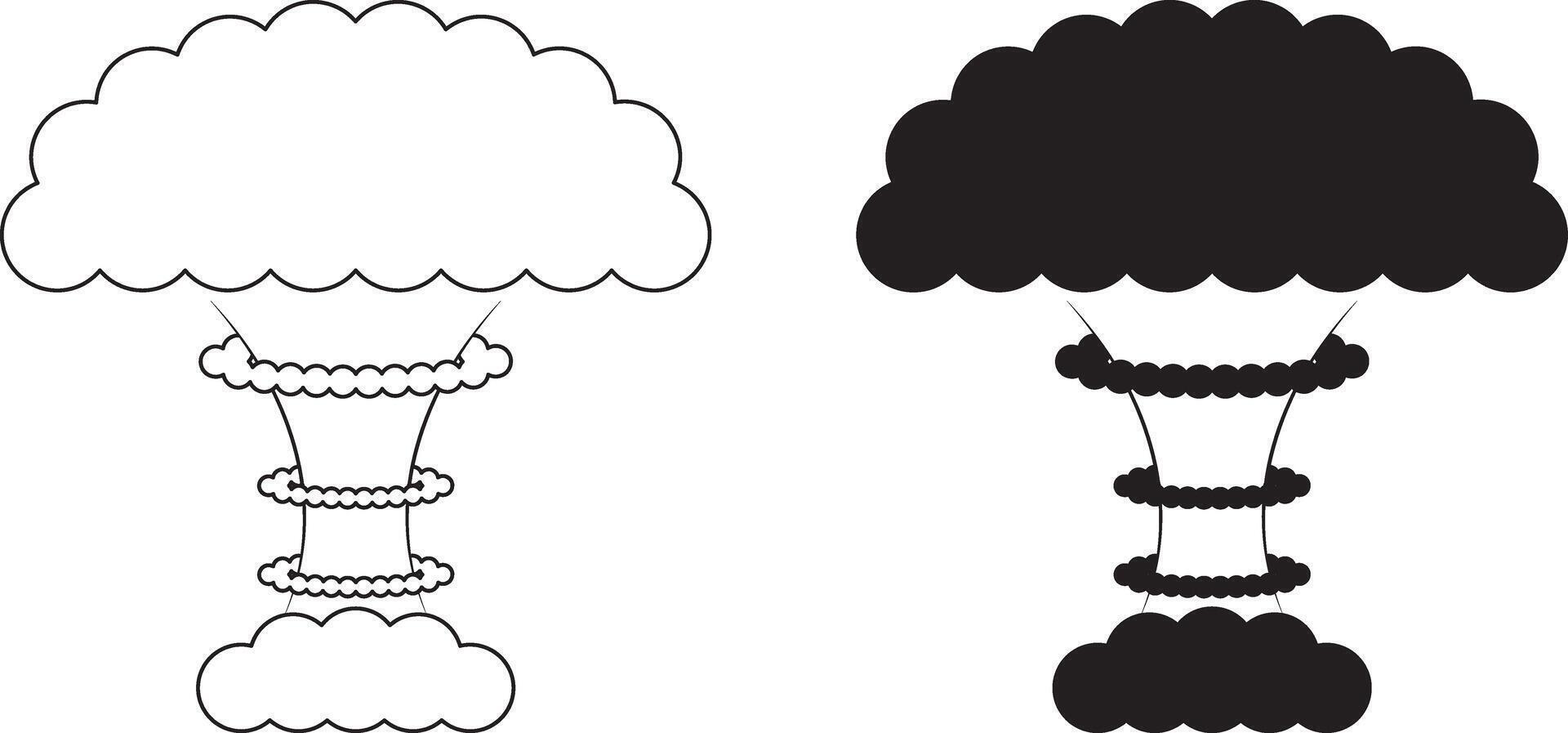 outline silhouette nuclear explosion icon set vector
