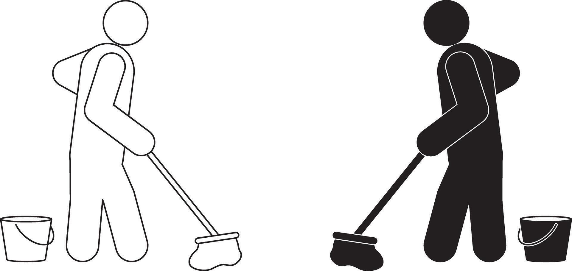 outline silhouette cleaner icon set vector