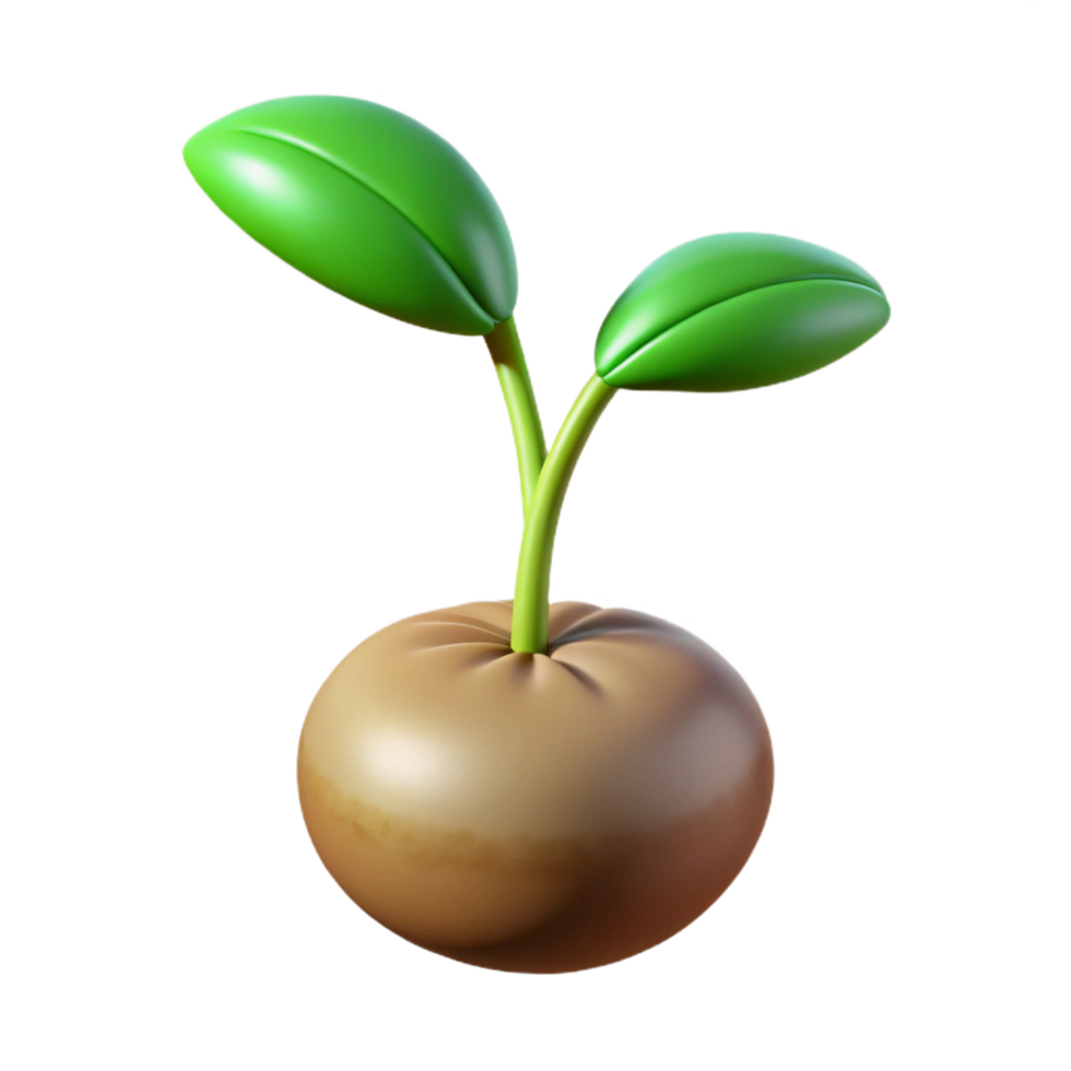 dramatic vintage Single sprouting seed with roots and leaves professional png
