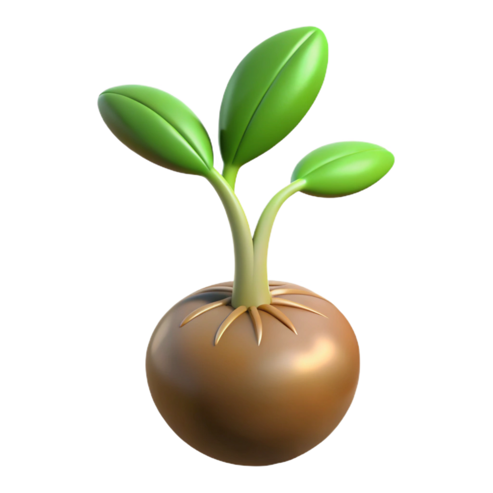 magnificent modern Single sprouting seed with roots and leaves exclusive png
