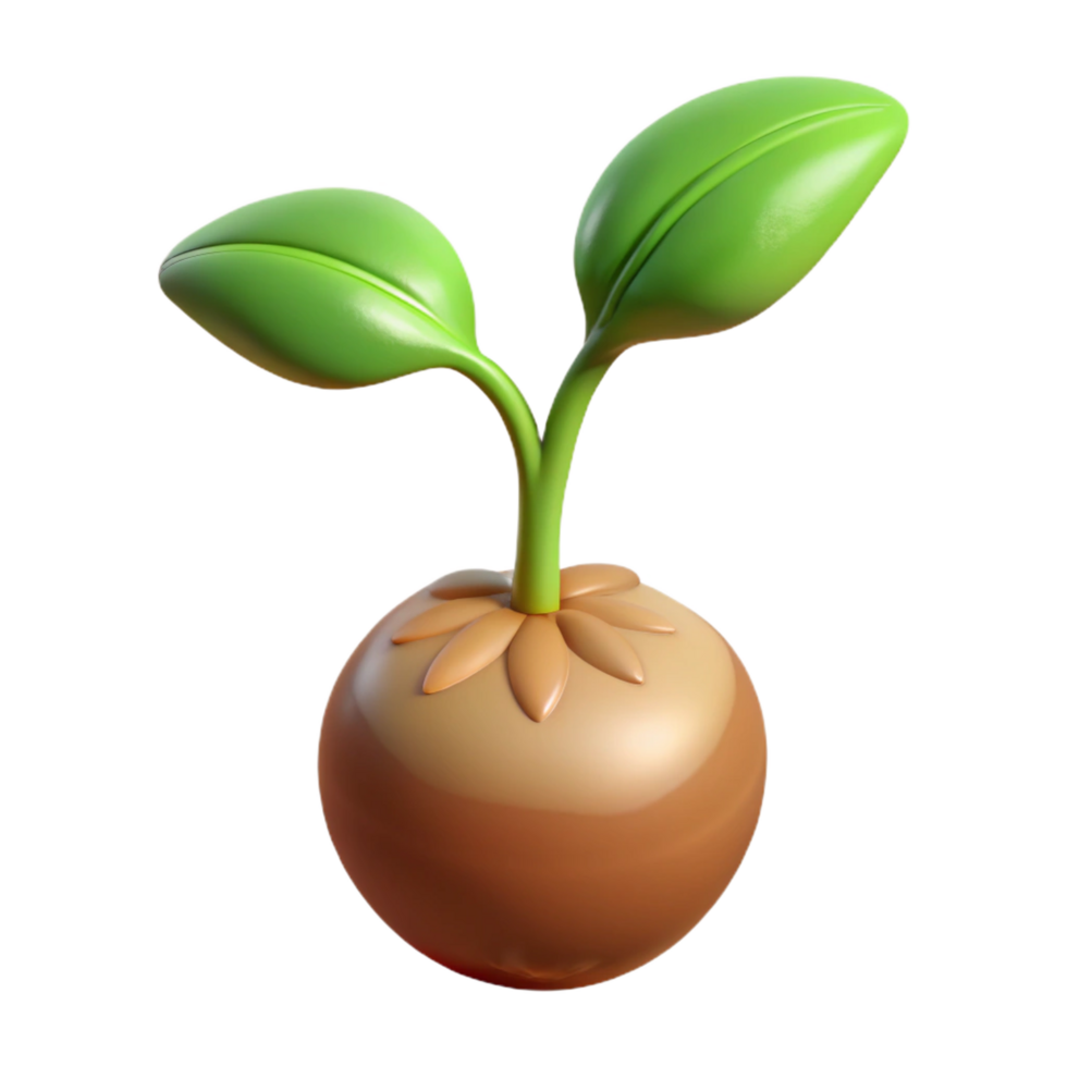 stunning minimalist Single sprouting seed with roots and leaves 4K png