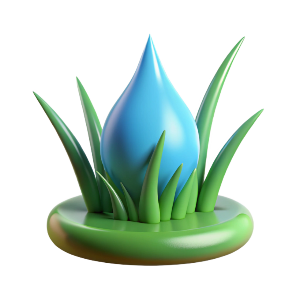 serene minimalist One dewdrop on a blade of grass high quality png