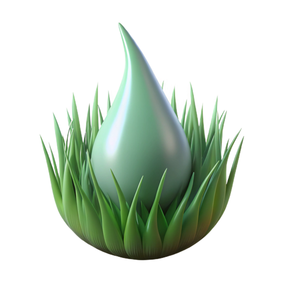 serene modern One dewdrop on a blade of grass authentic png