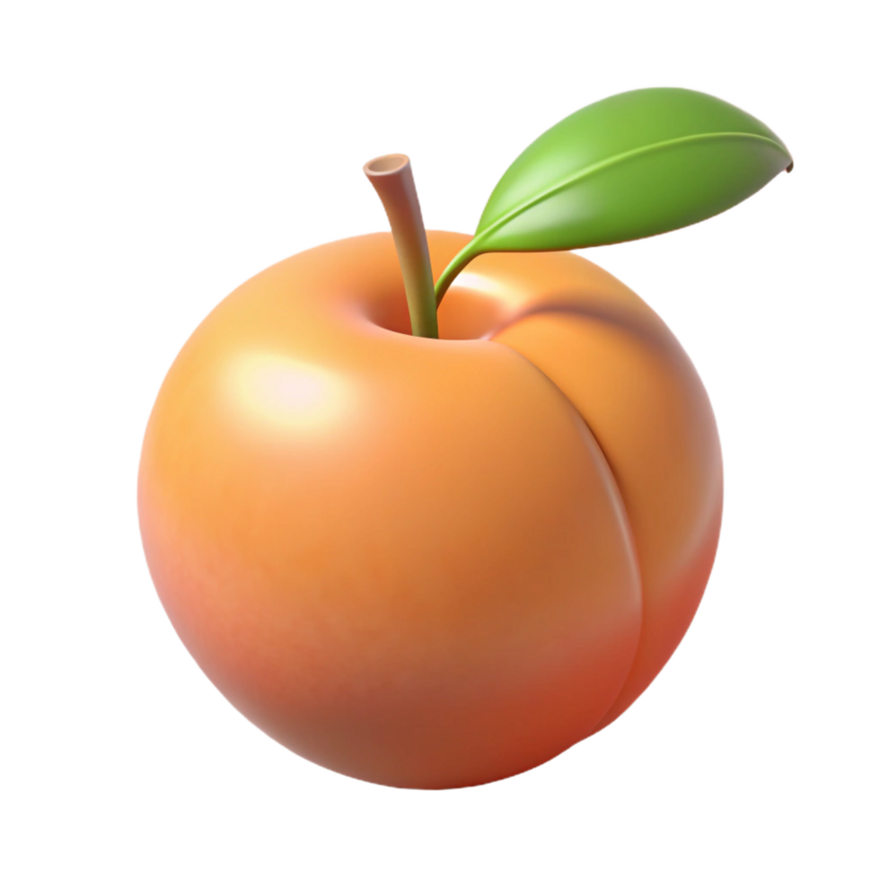 serene contemporary Single ripe peach with leaf authentic png