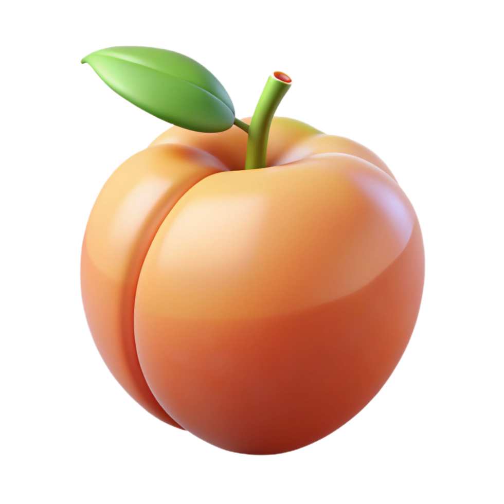 beautiful creative Single ripe peach with leaf premium png