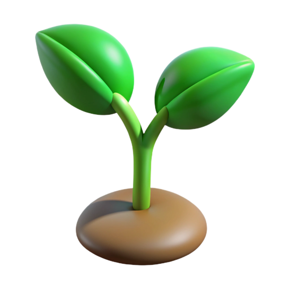 elegant abstract Green sprout with two leaves professional png