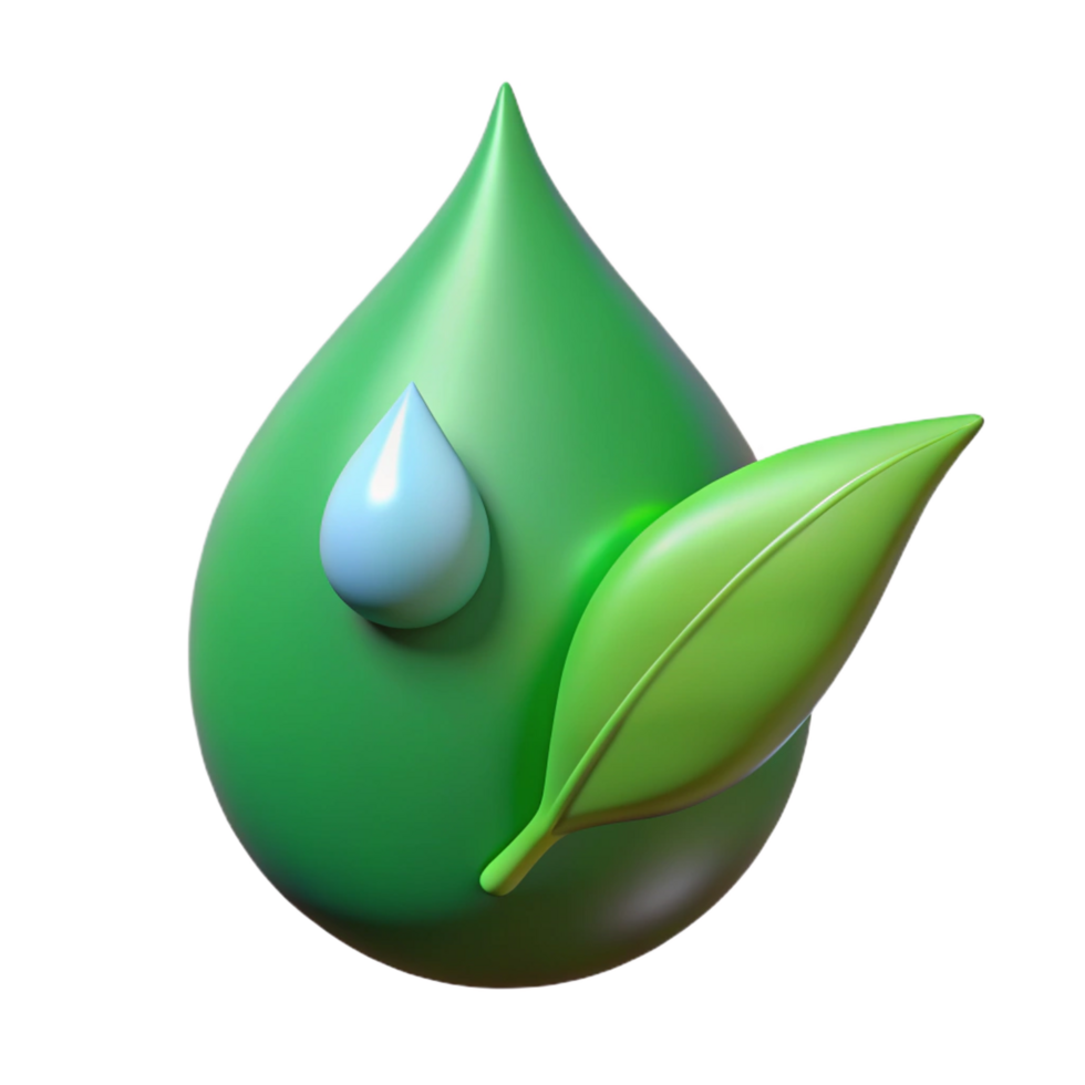 elegant minimalist Single dewdrop on a green leaf professional png