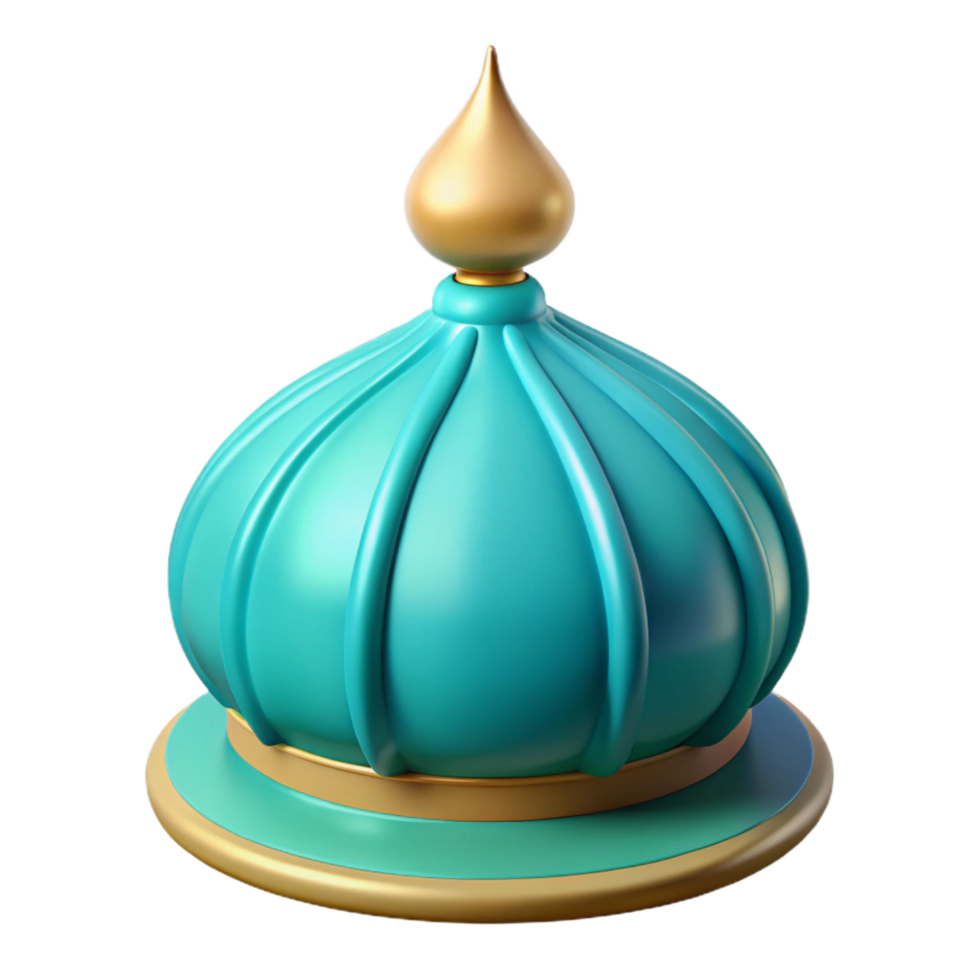 elegant minimalist Mosque dome, onion-shaped, turquoise tiles, premium png