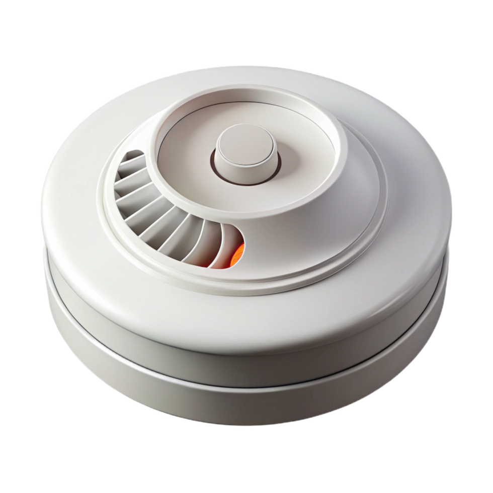 impressive contemporary Smoke detector, white disc, fire safety, high resolution png
