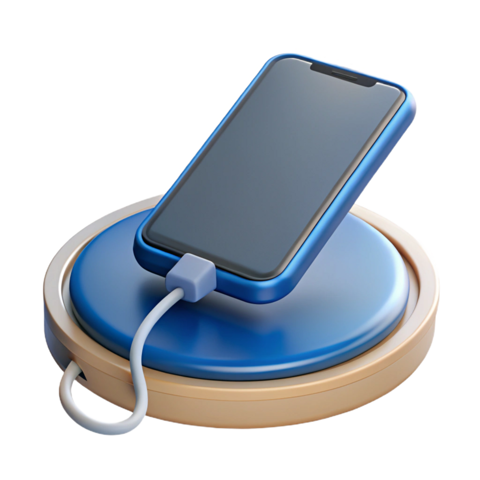 wonderful rustic Smartphone charging wirelessly on a charging pad 4K png
