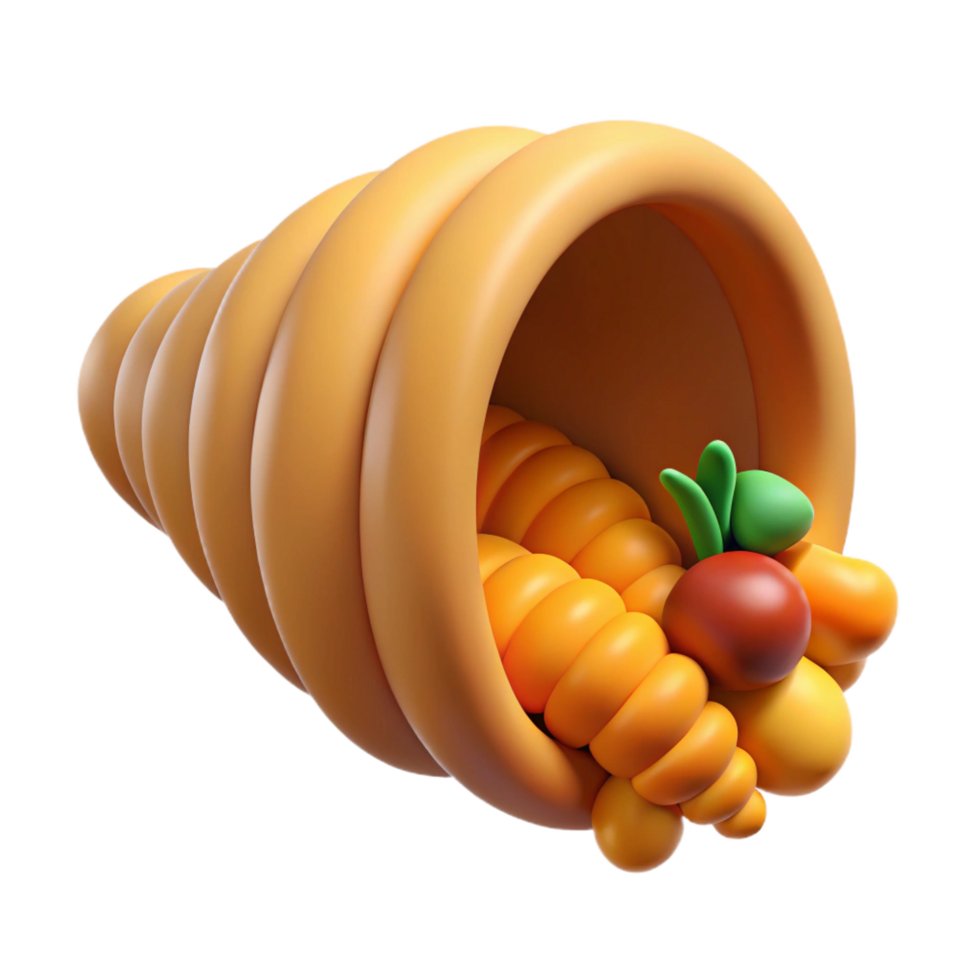 beautiful traditional Cornucopia, horn of plenty, overflowing, high quality png