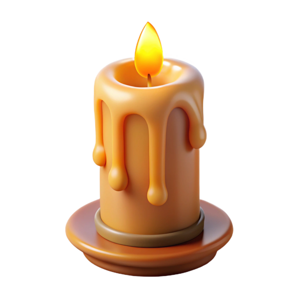impressive artistic A burning candle with dripping wax, exclusive png