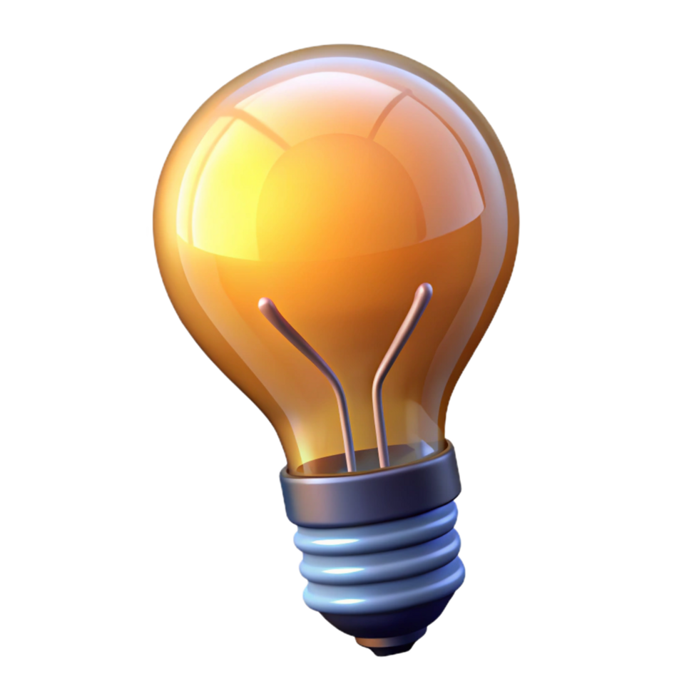 magnificent classic A lightbulb with a glowing filament, professional png