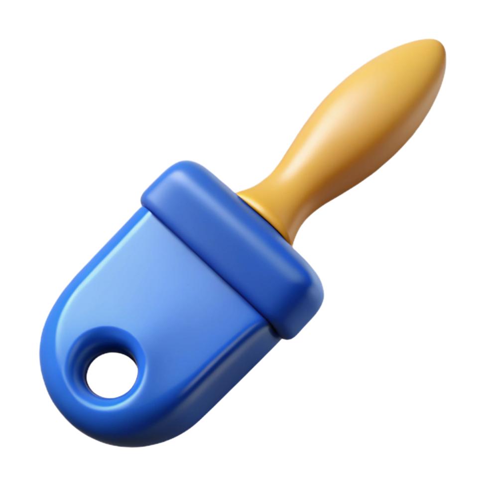 dramatic artistic A paintbrush with a single stroke of blue paint, detailed png
