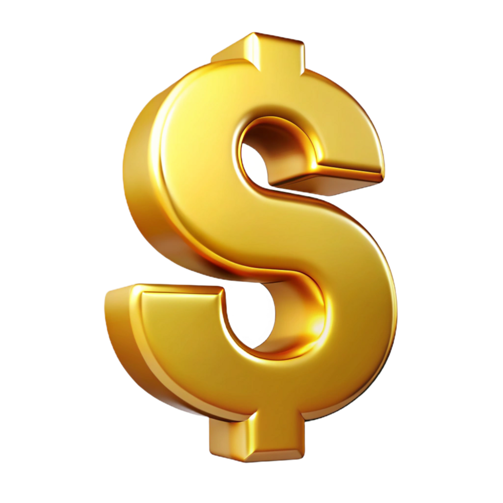 beautiful artistic A dollar sign, made of gold, high quality png